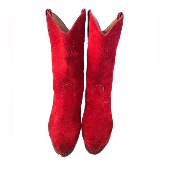 Mimosas Red Suede Women's Cowboy Boots Size 9 - Picture 1 of 7